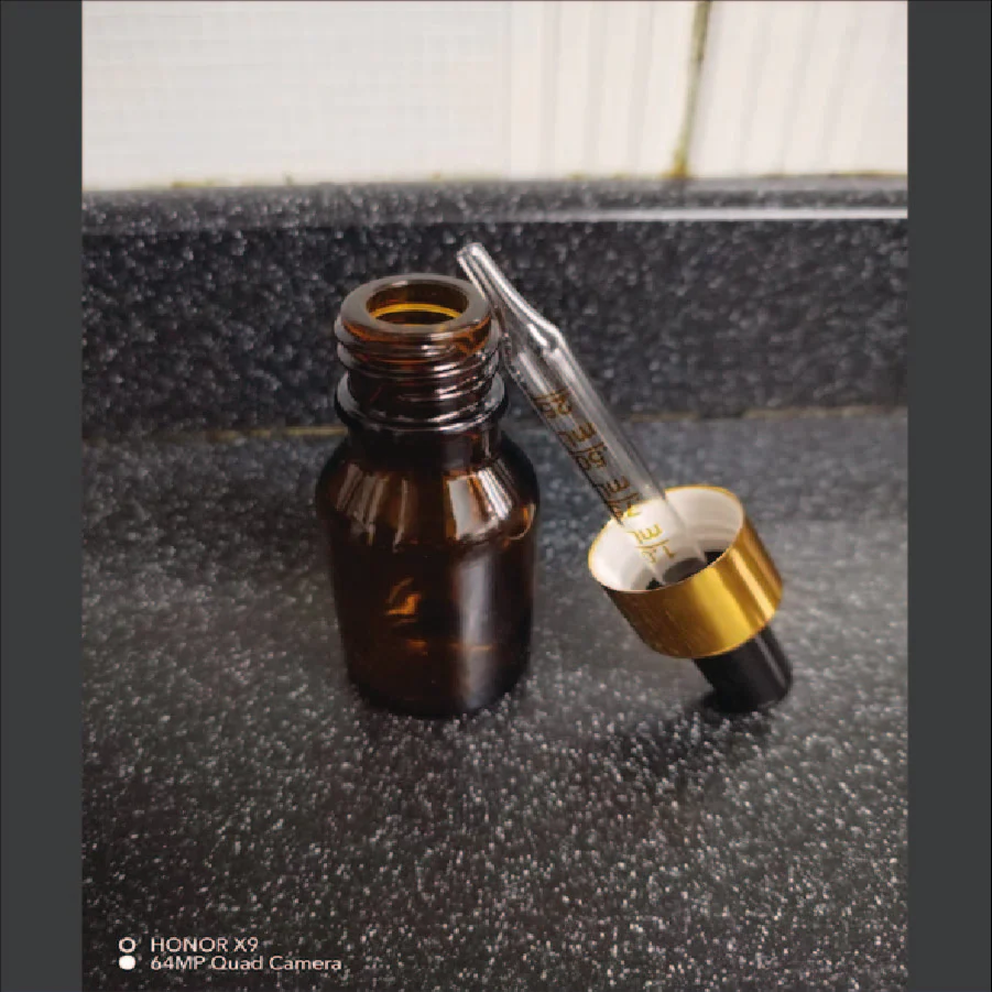 Gotero Vidrio Amber c/pipeta vidrio T/gold,Plata - 15ml