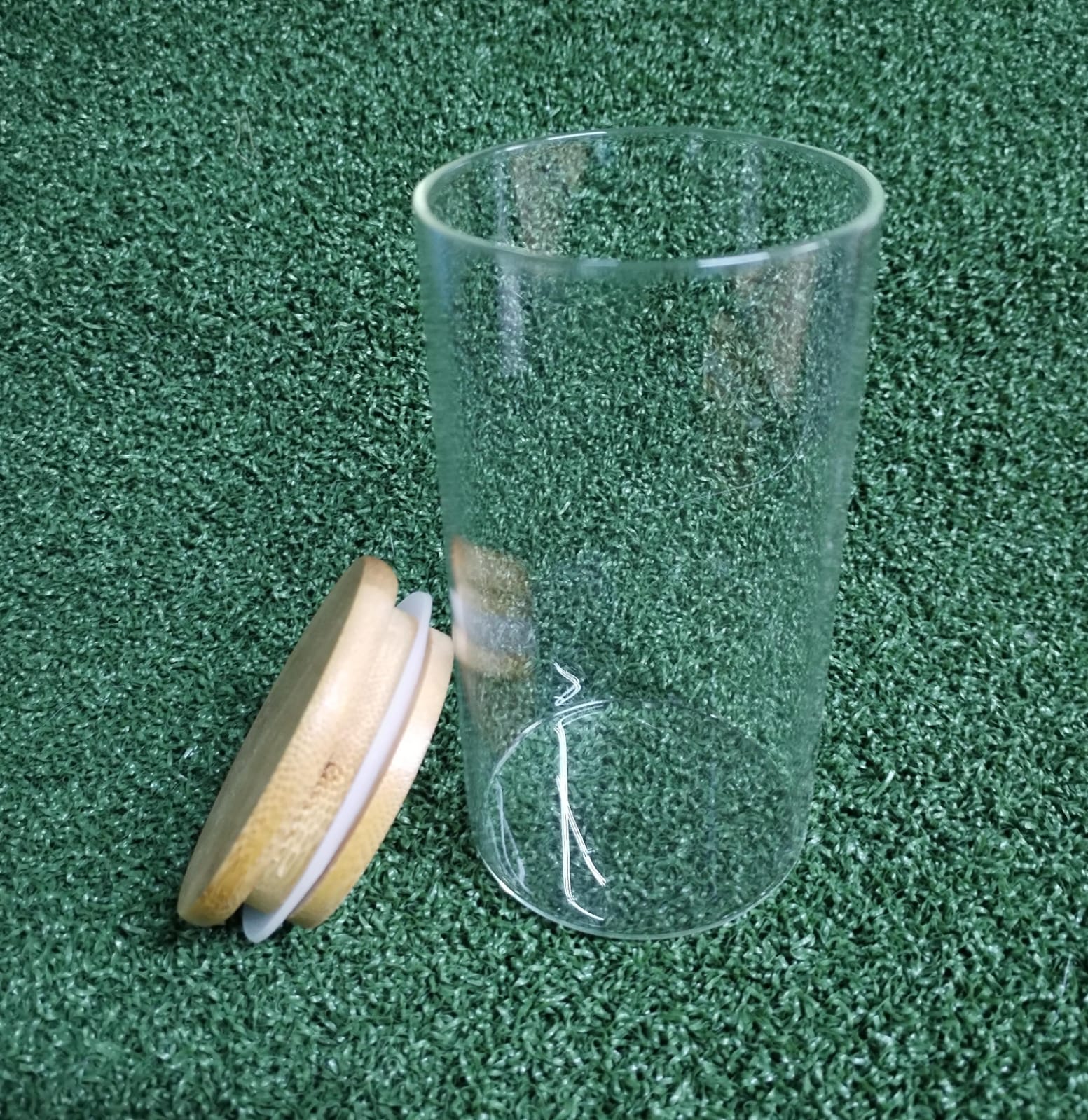 Vaso Vidrio - Clear c/Tapa Madera 6cmx12cm - 350ml - Image 2