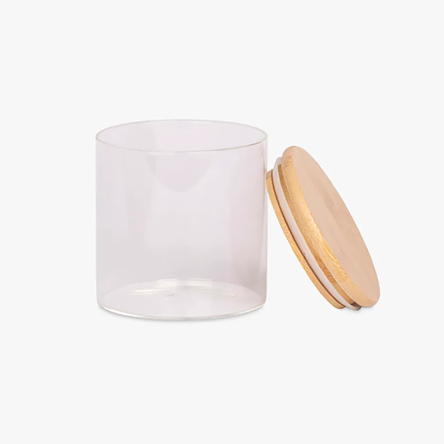 Vaso Vidrio - Clear c/Tapa Madera 6cmx8cm - 220ml - Image 2