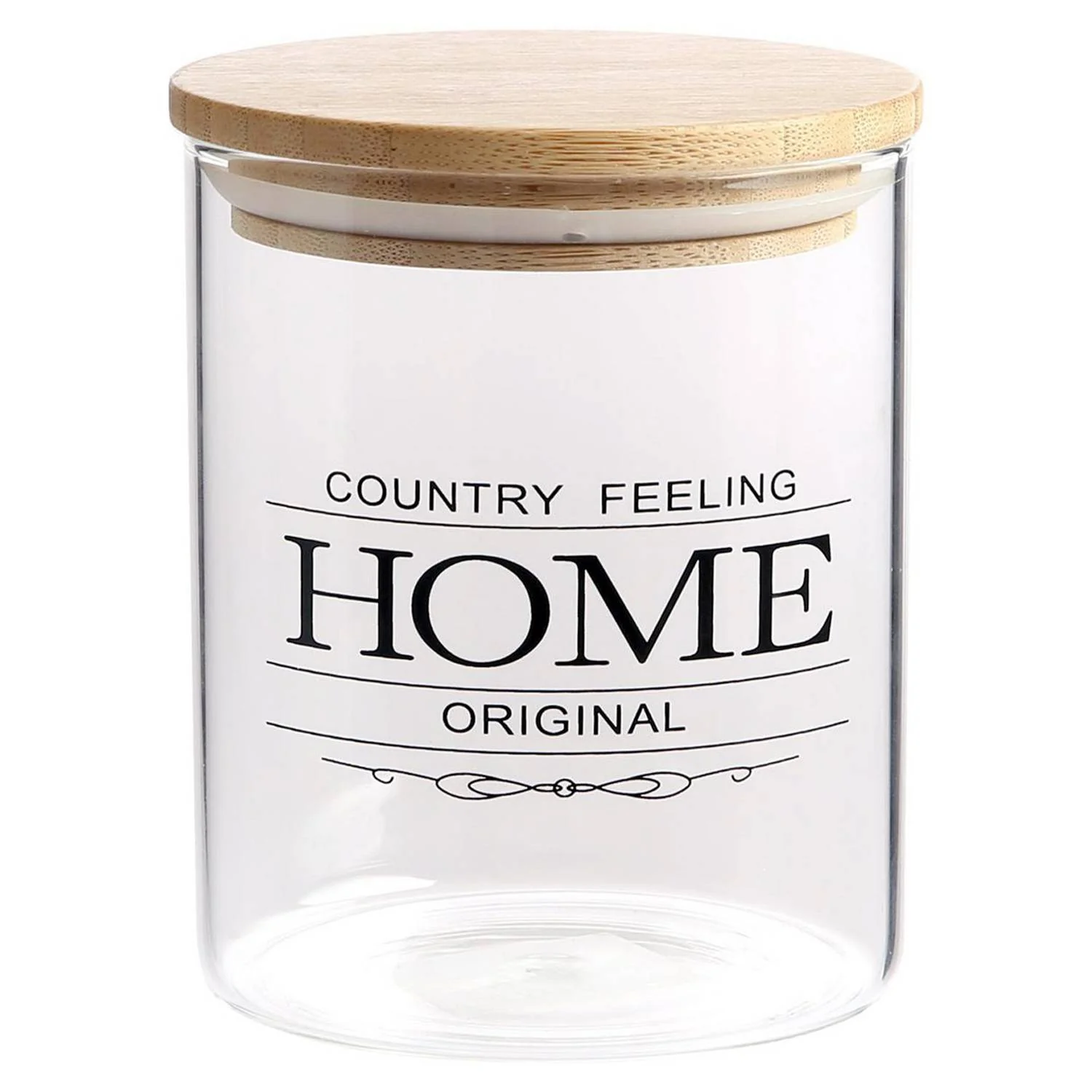 Vaso Vidrio - Clear c/Tapa Madera 8cmx12cm - 600ml