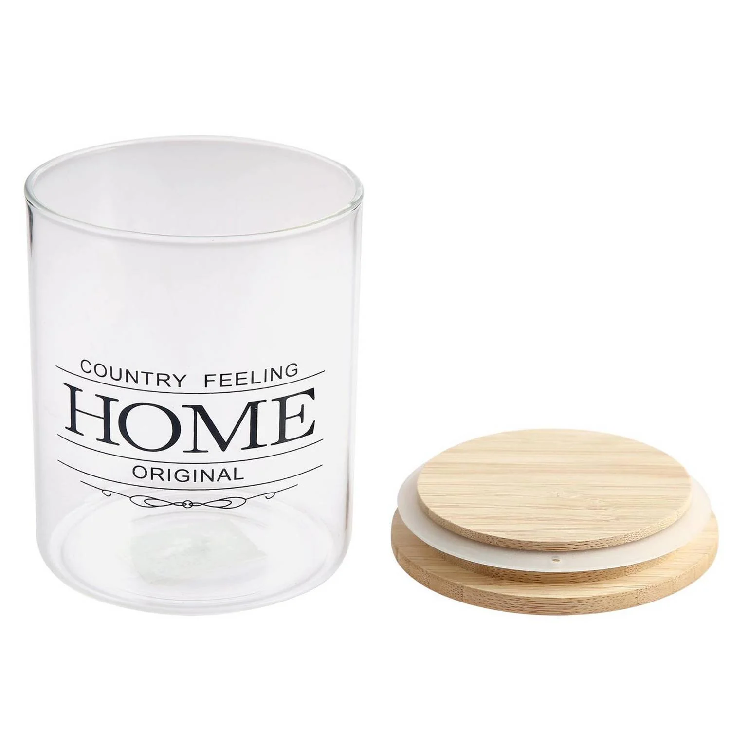 Vaso Vidrio - Clear c/Tapa Madera 8cmx12cm - 600ml - Image 2