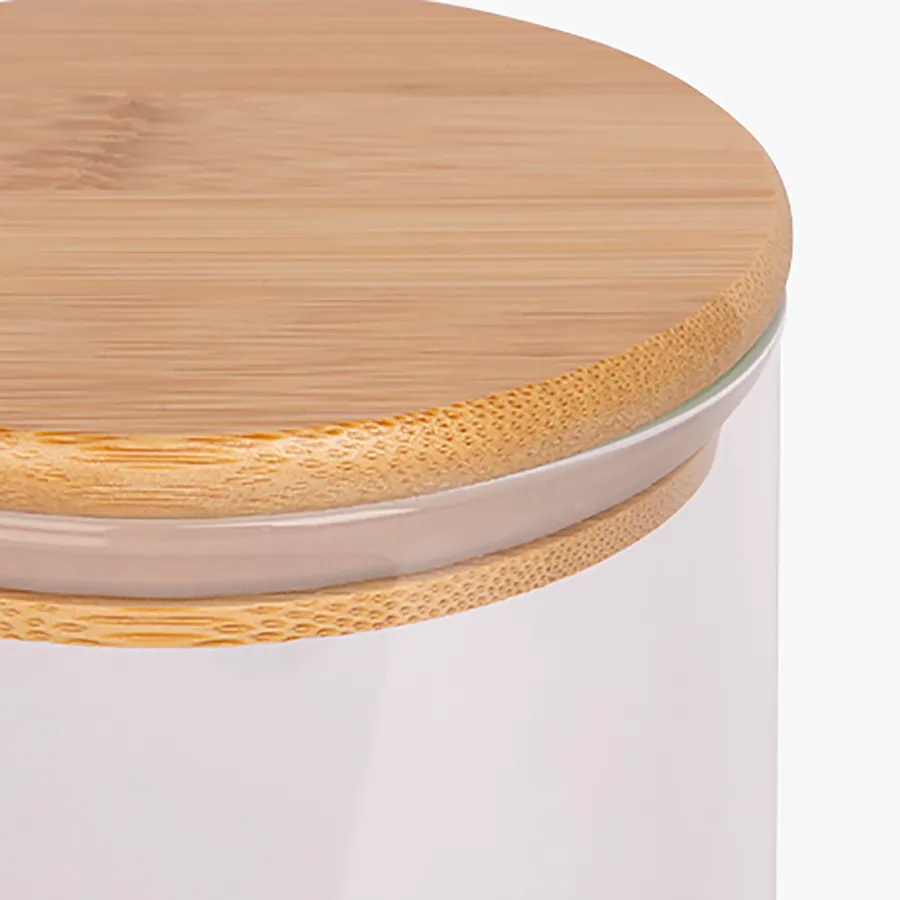 Vaso Vidrio - Clear c/Tapa Madera 8cmx12cm - 600ml - Image 3